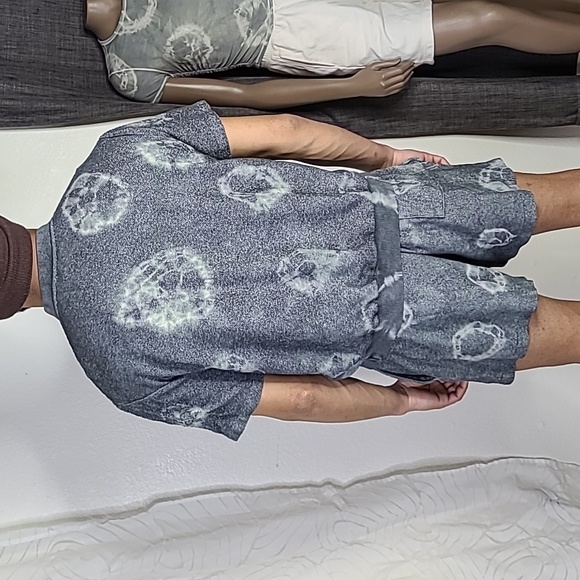 Men's Short Set Size Medium Gray Creme Tie Dye Cotton Blend Casual Travel Cruise - Picture 5 of 7